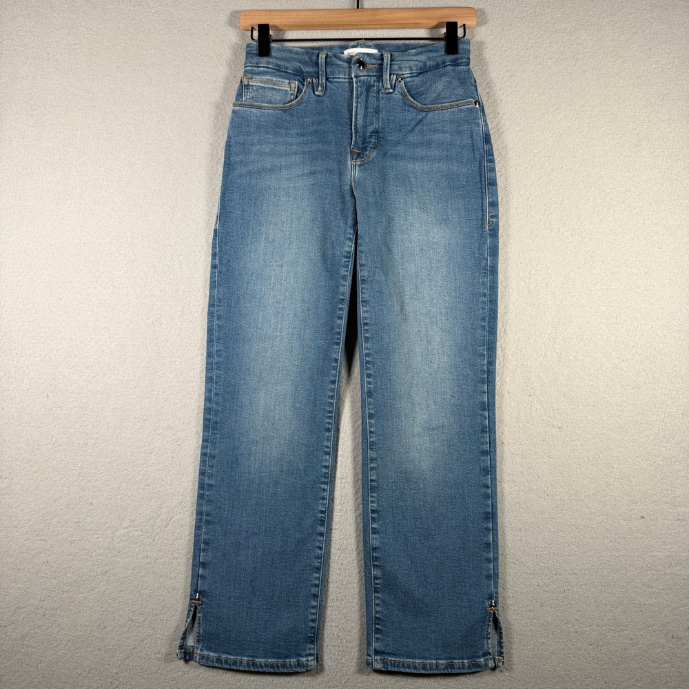 Good American Good Straight Ankle Jeans Blue Medium Wash 2/26 GPSTSR873T